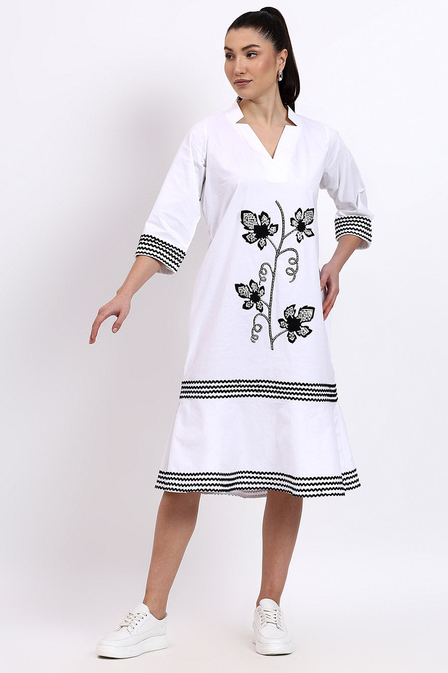 White Cut-Out Embellished Dress