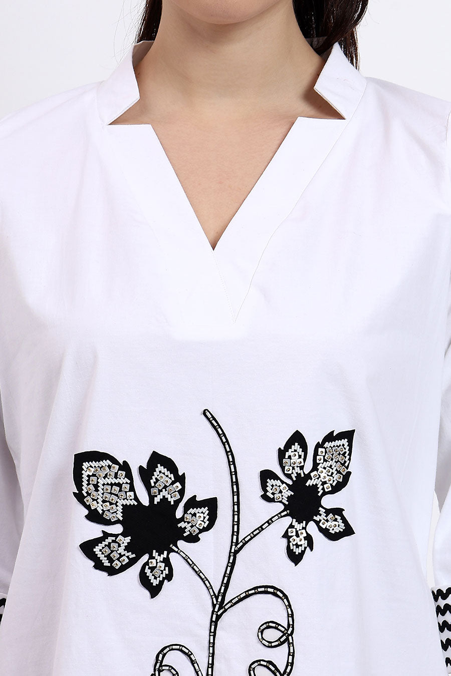 White Cut-Out Embellished Dress