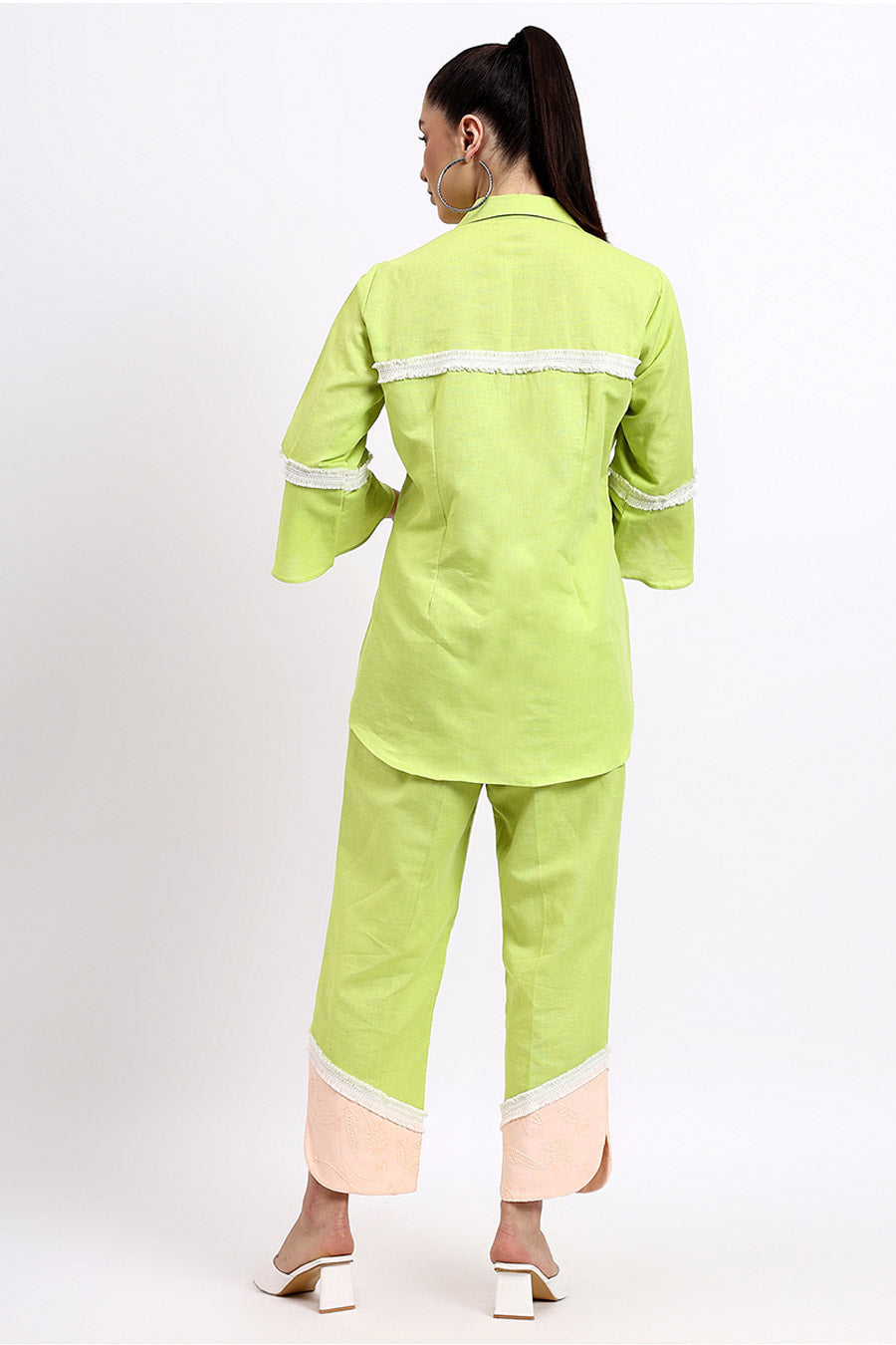 Green Embellished Shirt & Pant Co-Ord Set