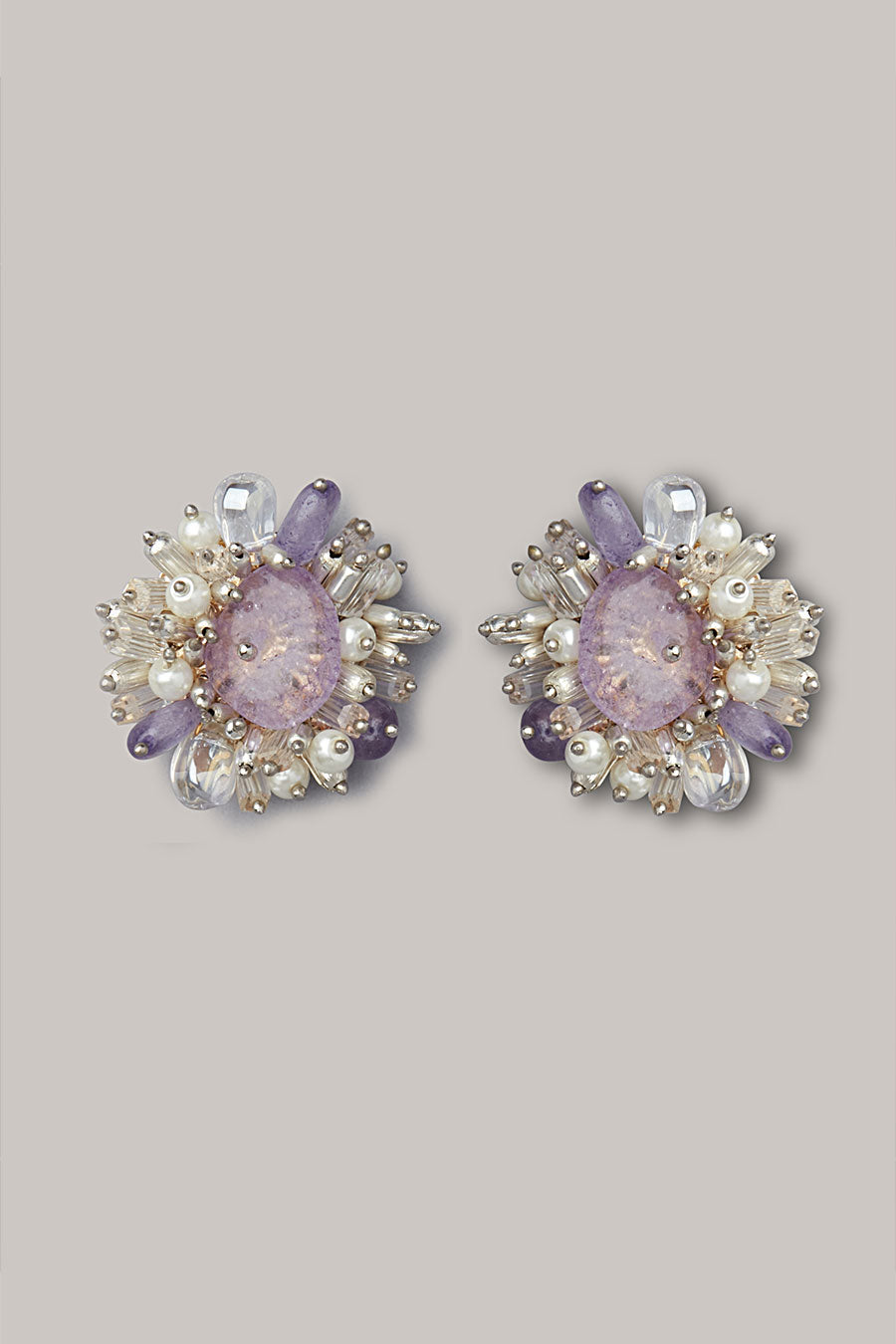 Purple Semi-Precious Stone Stud Earrings