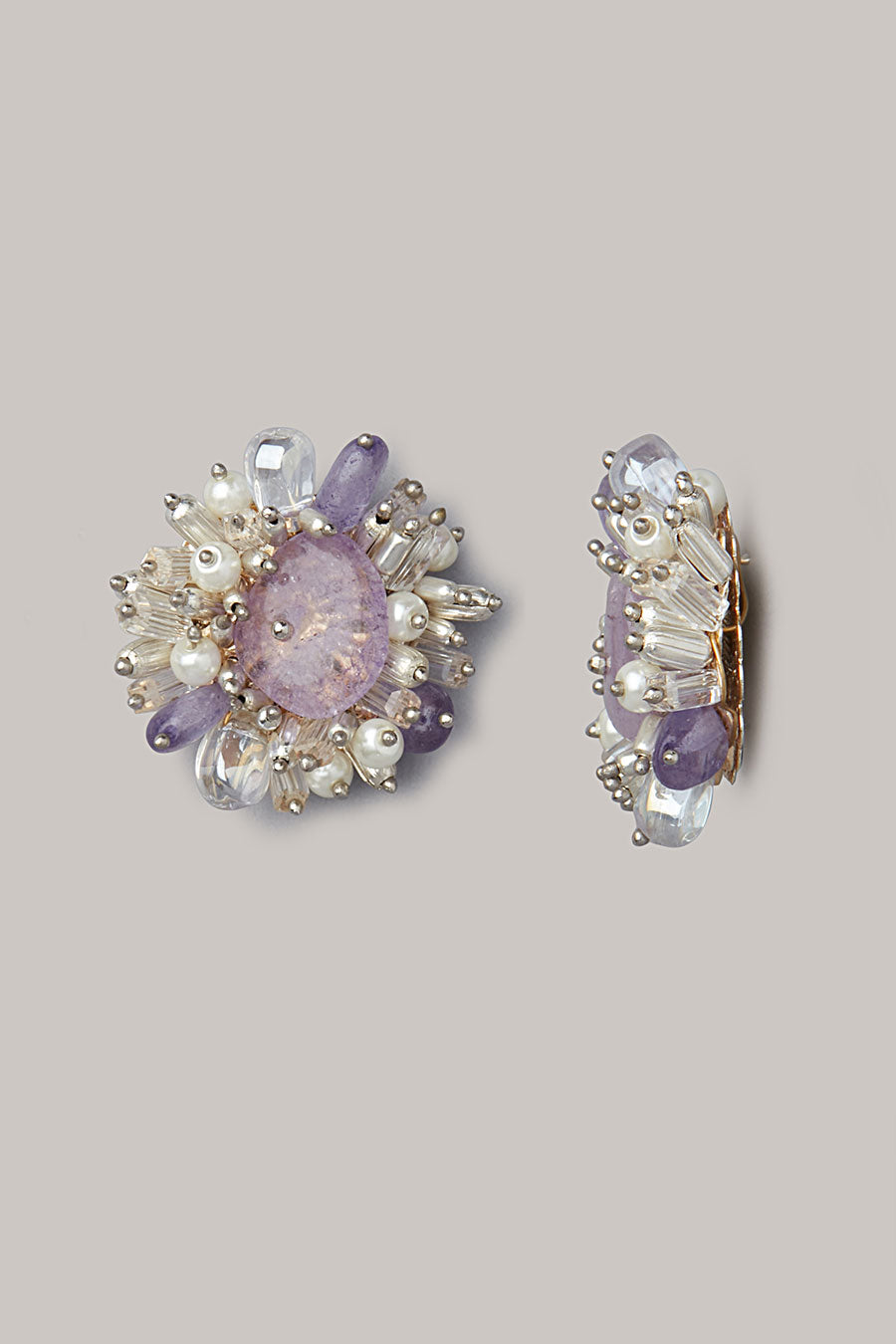 Purple Semi-Precious Stone Stud Earrings
