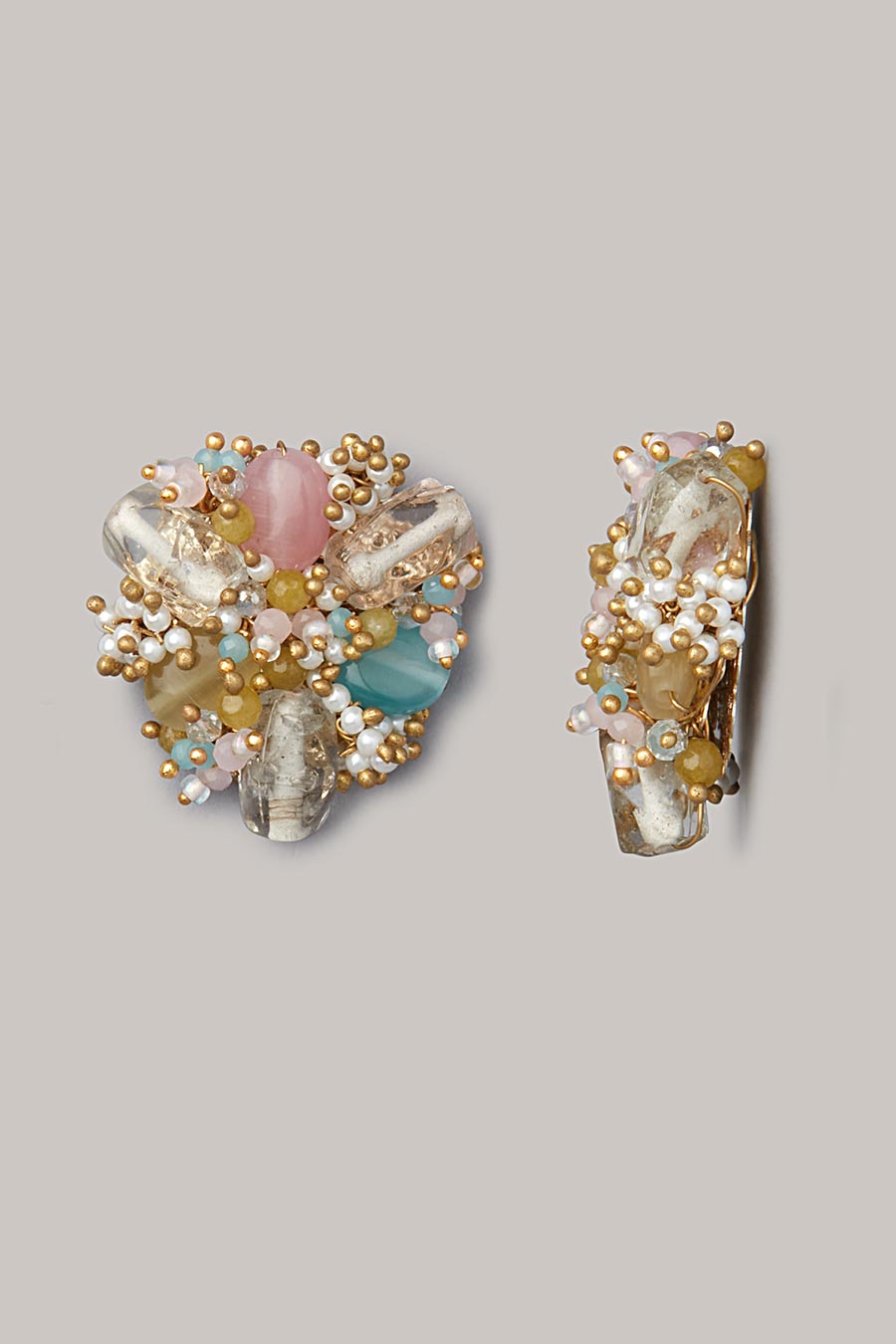 Multicolour Semi-Precious Stone Stud Earrings