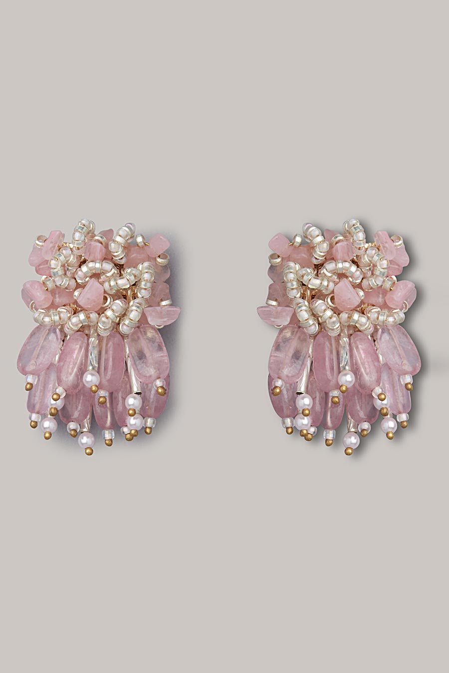 Pink Semi-Precious Stone Stud Earrings