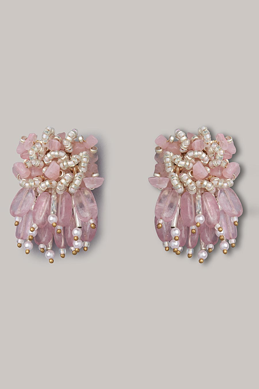 Pink Semi-Precious Stone Stud Earrings