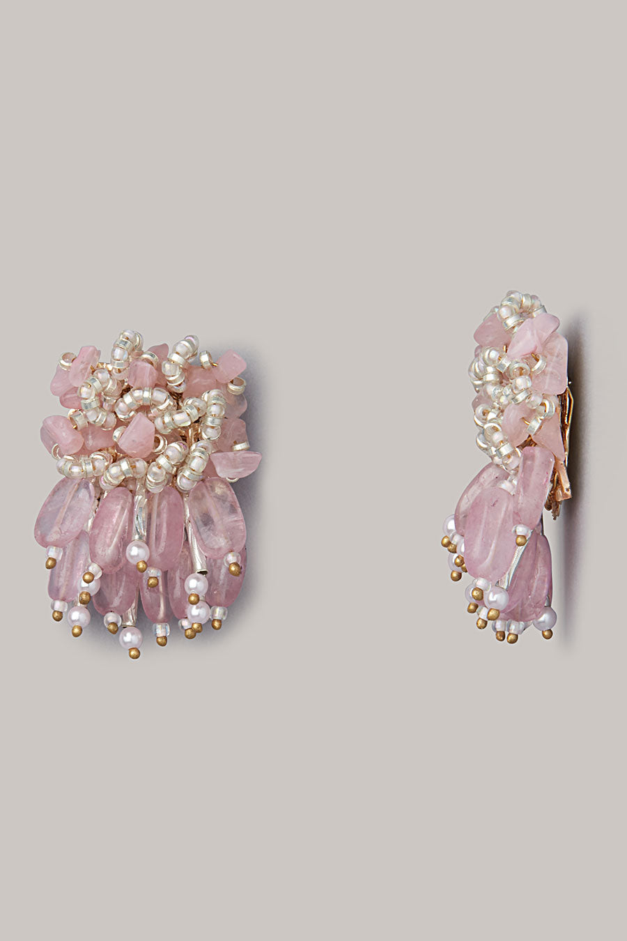 Pink Semi-Precious Stone Stud Earrings