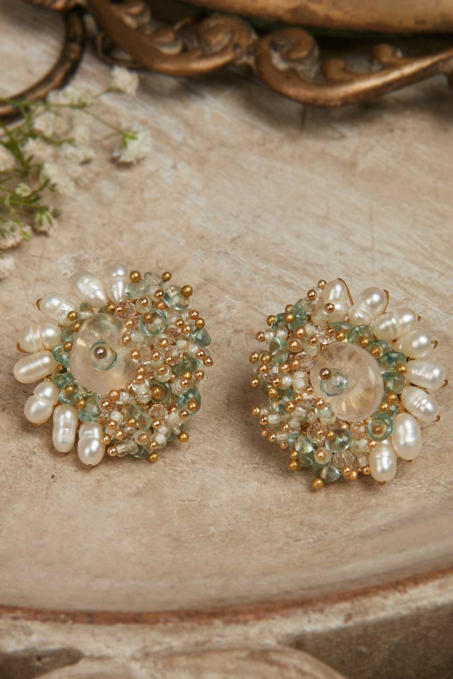 Multicolour Pearl Stud Earrings