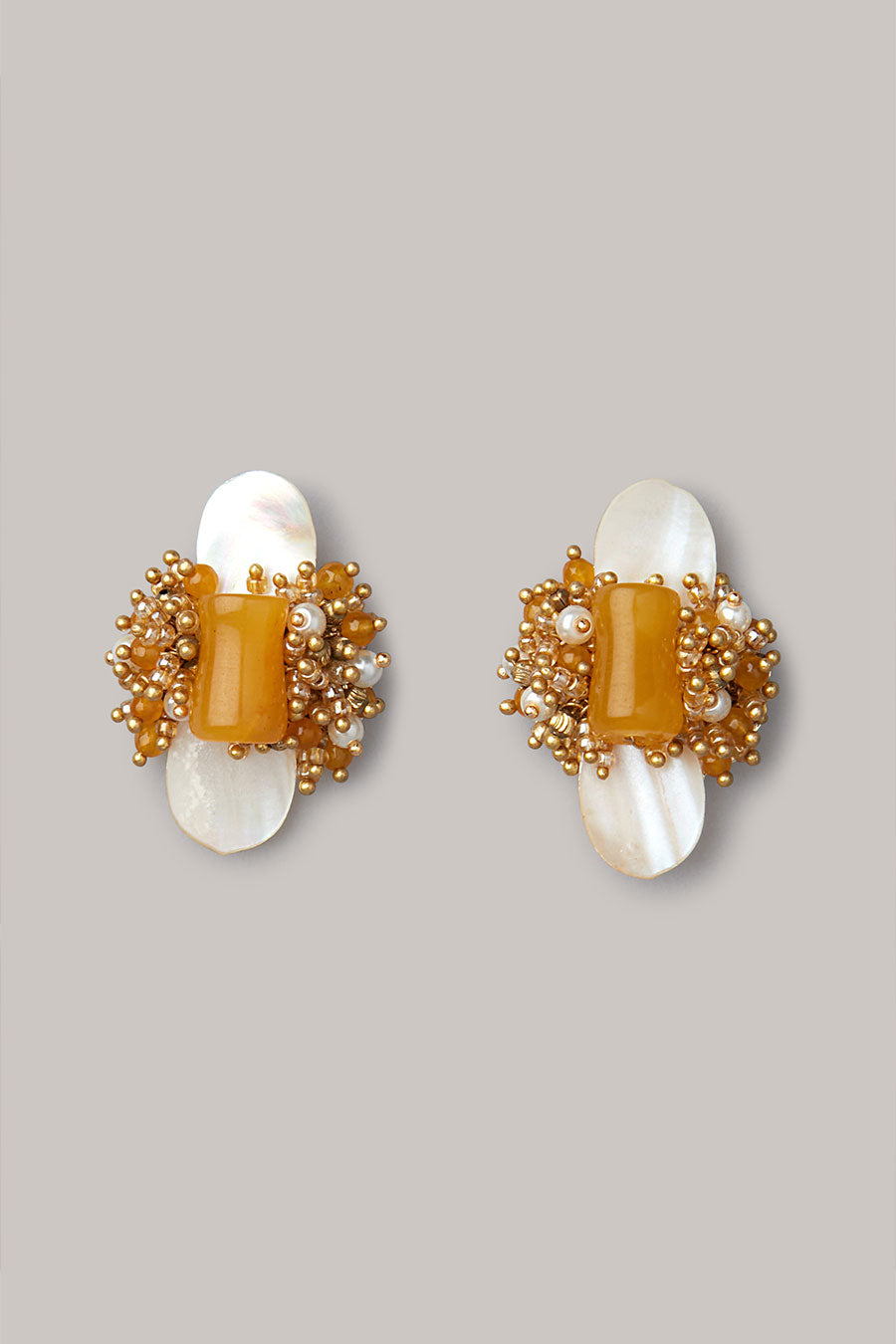 Yellow Semi-Precious Stone Stud Earrings