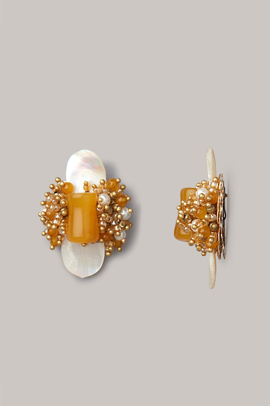 Yellow Semi-Precious Stone Stud Earrings