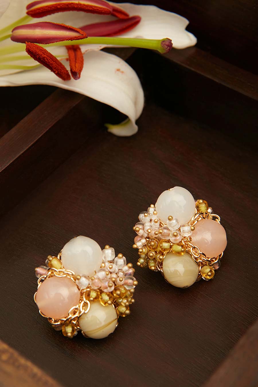 Multicolour Semi-Precious Stone Stud Earrings