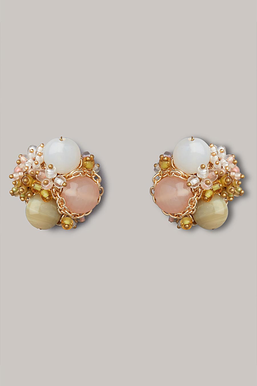 Multicolour Semi-Precious Stone Stud Earrings
