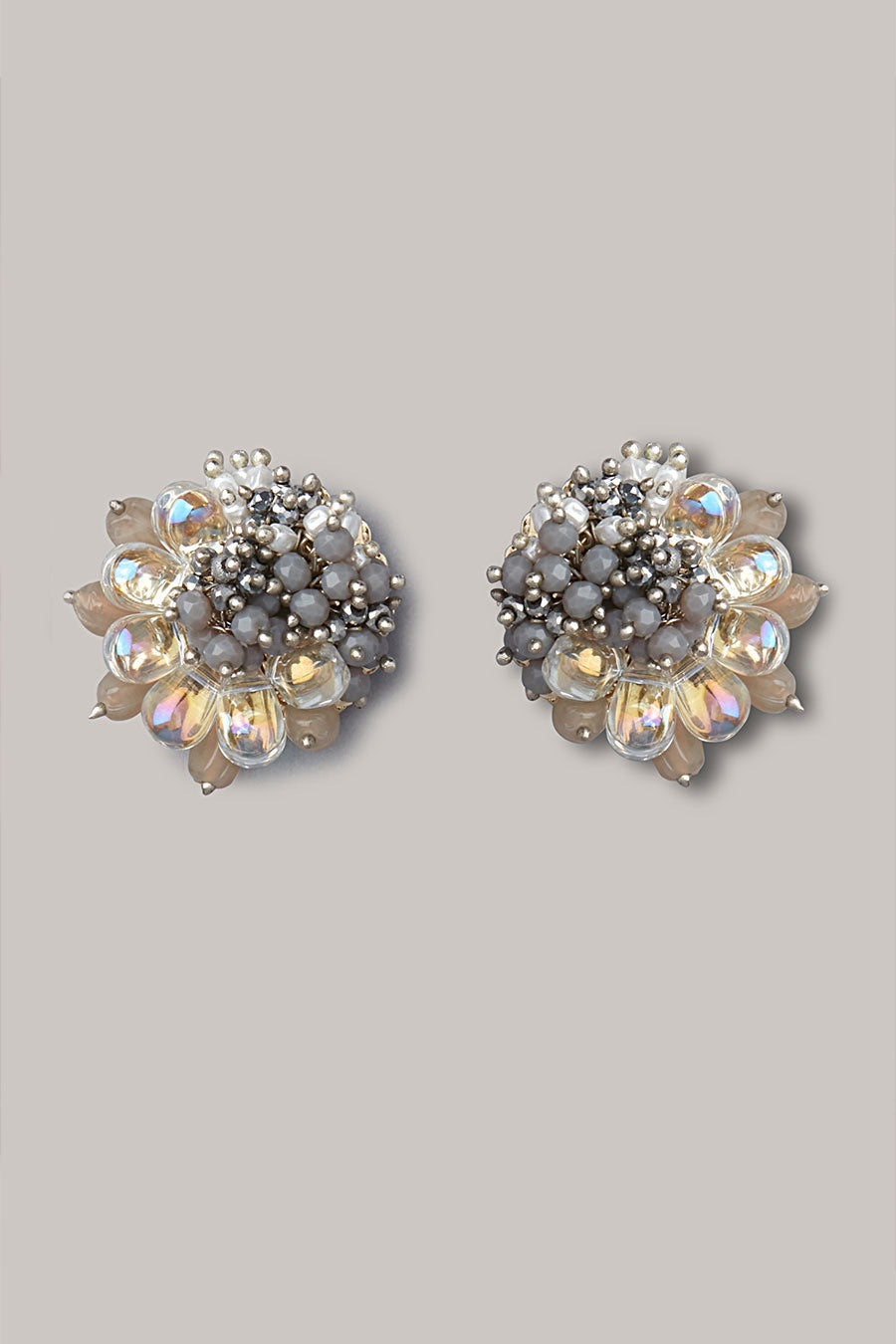 Grey Semi-Precious Stone Stud Earrings