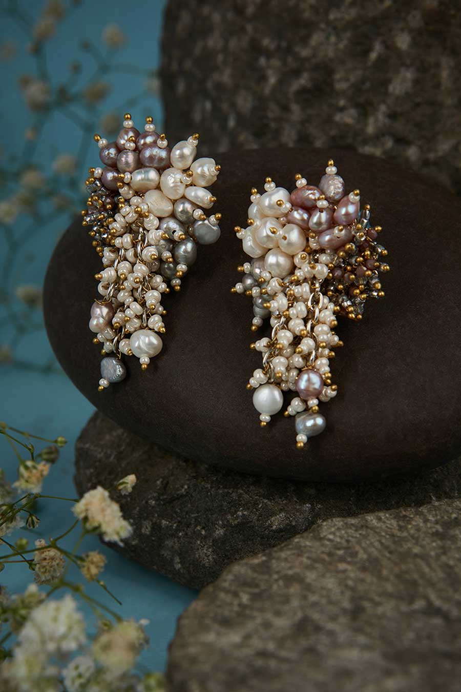 Multicolour Pearl Stud Earrings