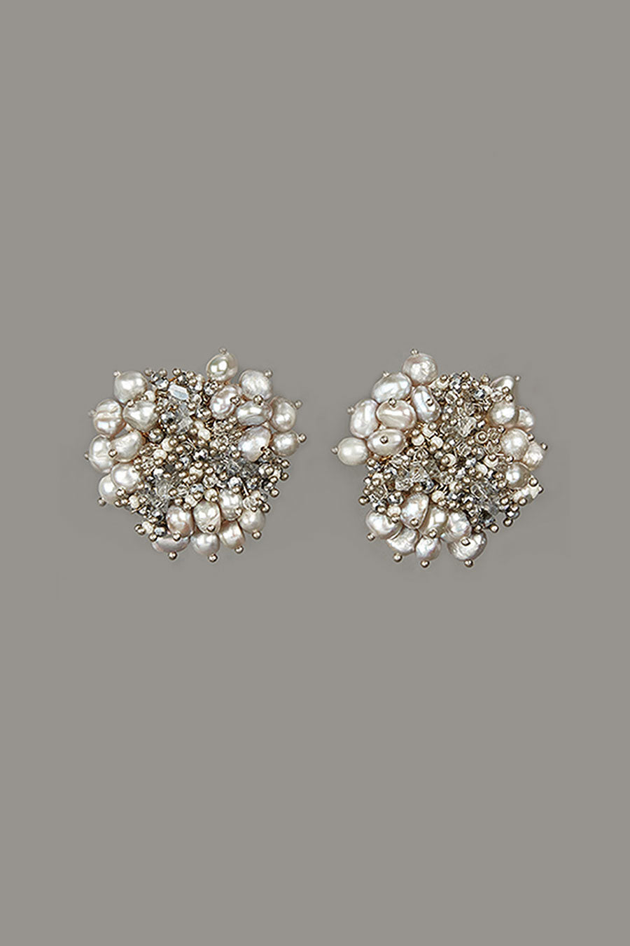 Silver Pearl Stud Earrings