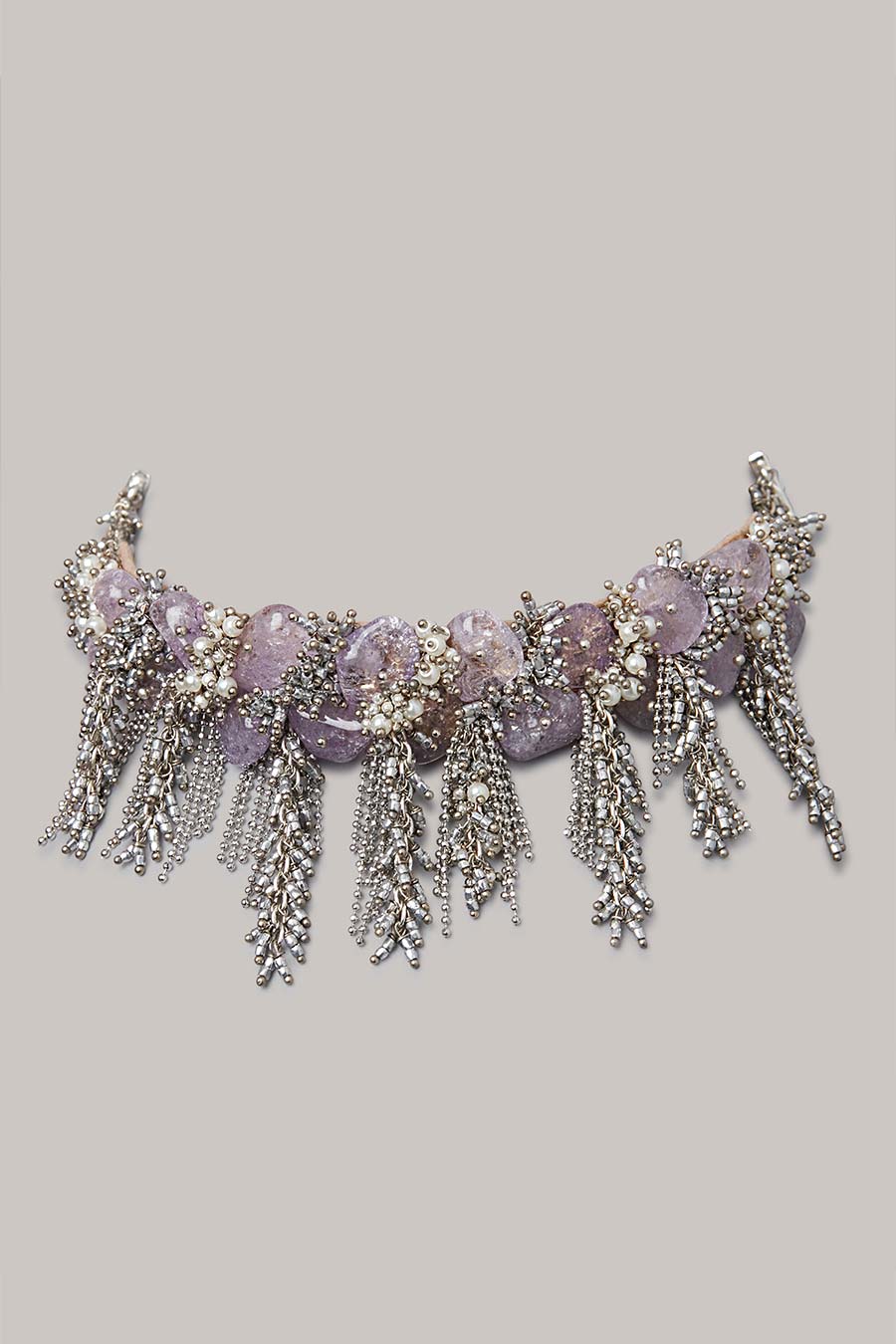 Purple Semi-Precious Stone Choker Necklace