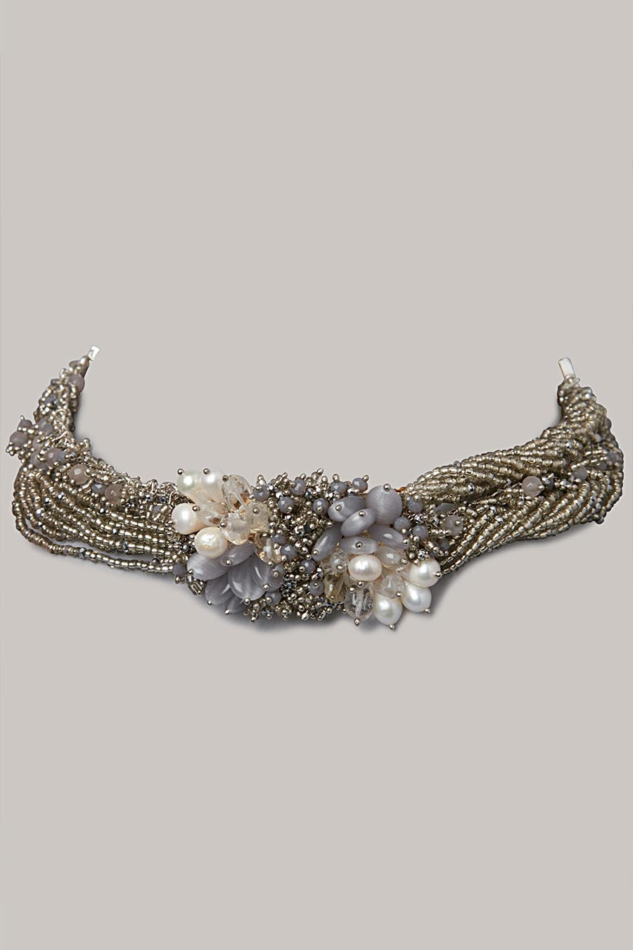 Grey Semi-Precious Stone Choker Necklace
