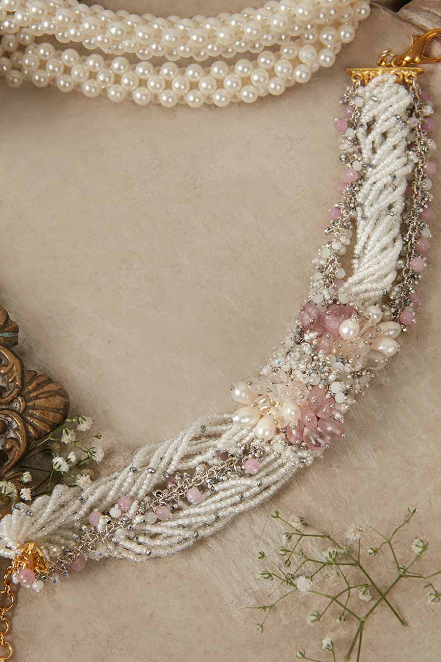 Pink Semi-Precious Stone Choker Necklace