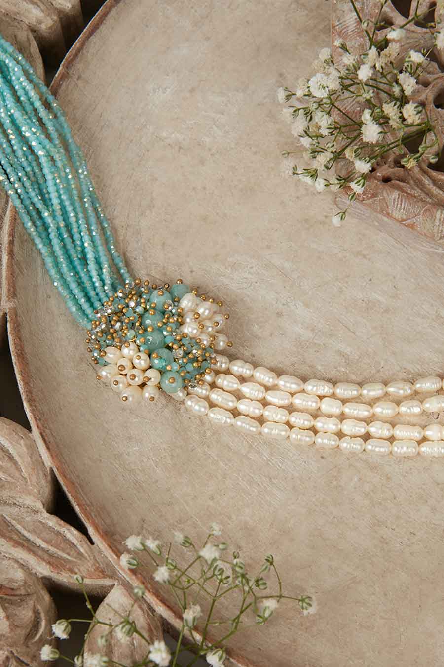 Blue Pearl Choker Necklace