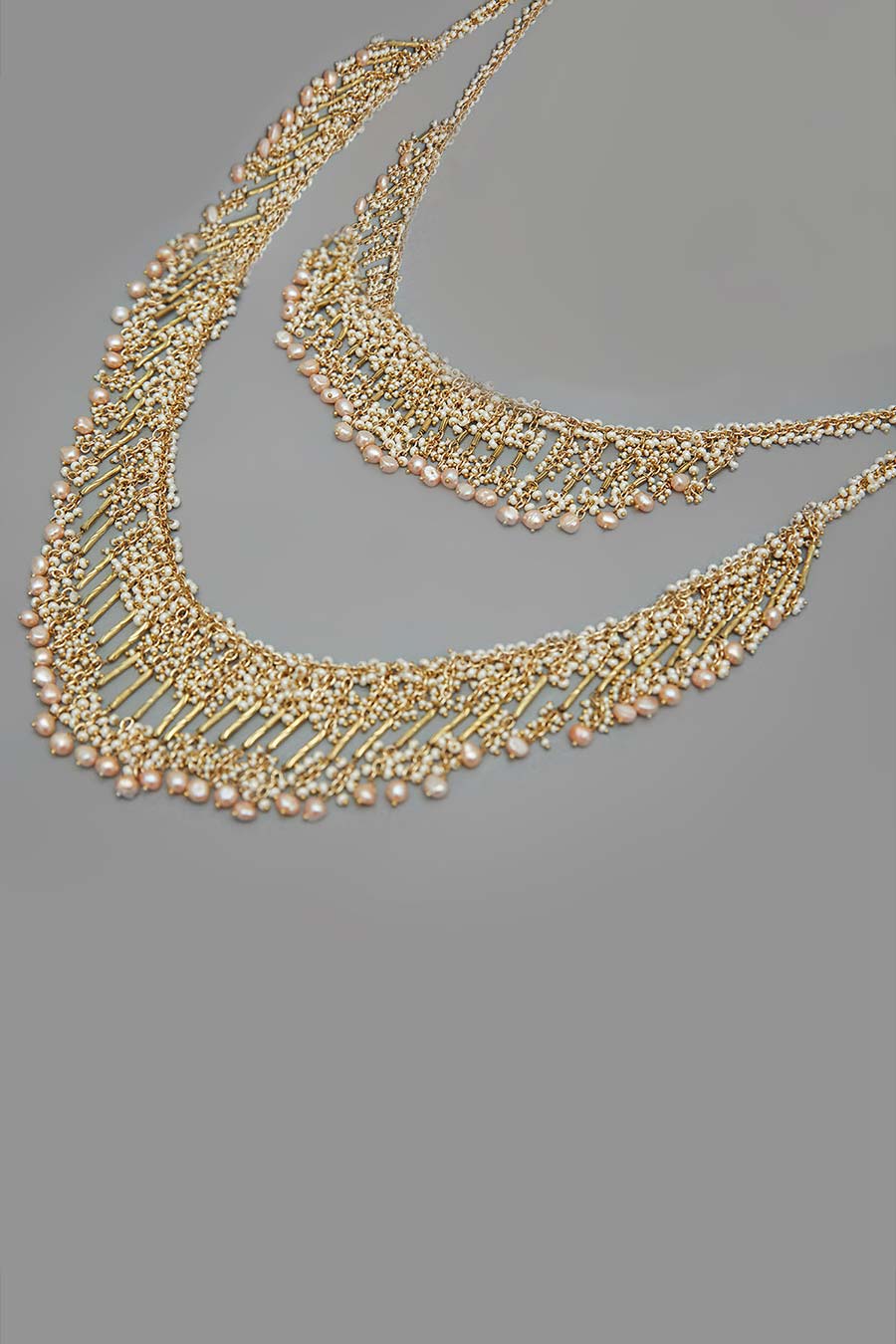 Peach Pearl Layered Necklace
