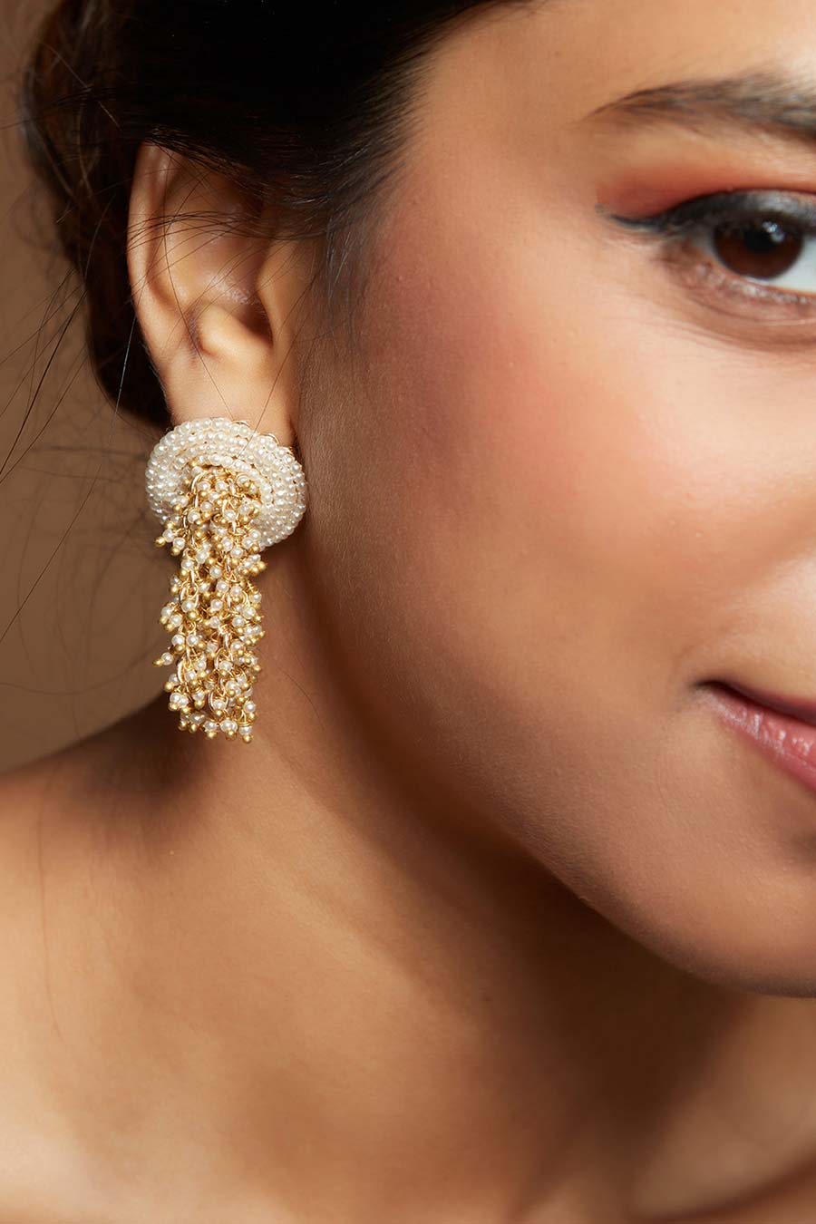 White Semi-Precious Stone Dangler Earrings