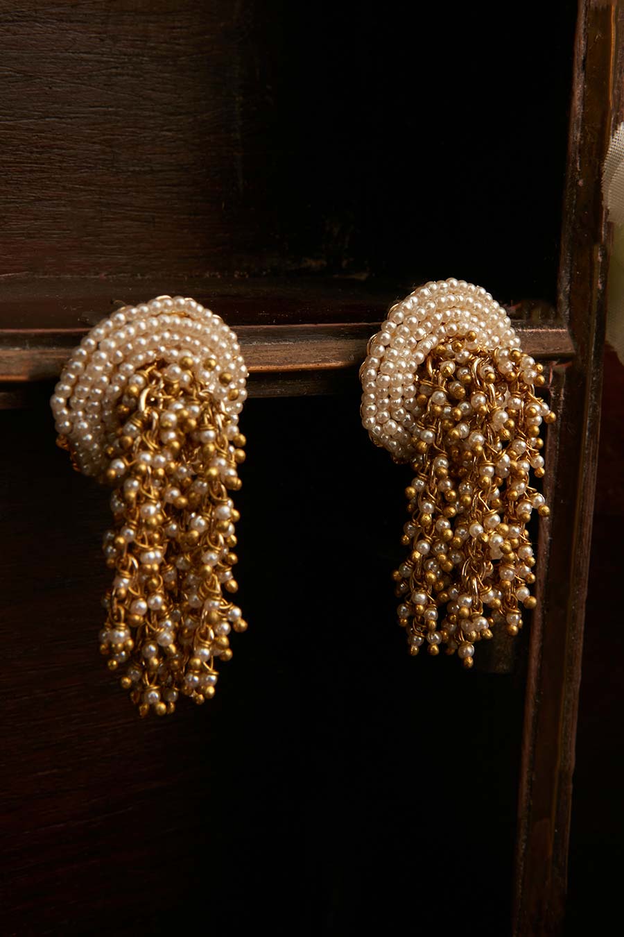 White Semi-Precious Stone Dangler Earrings