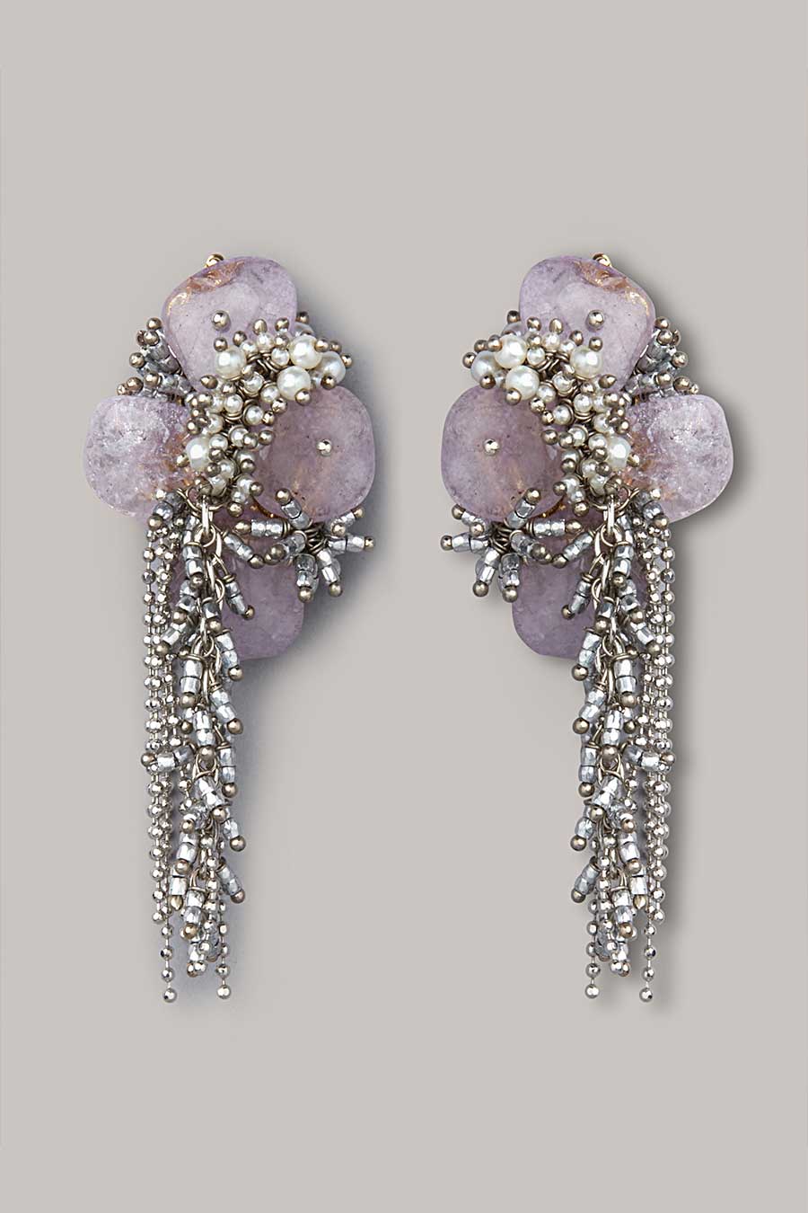Purple Semi-Precious Stone Dangler Earrings