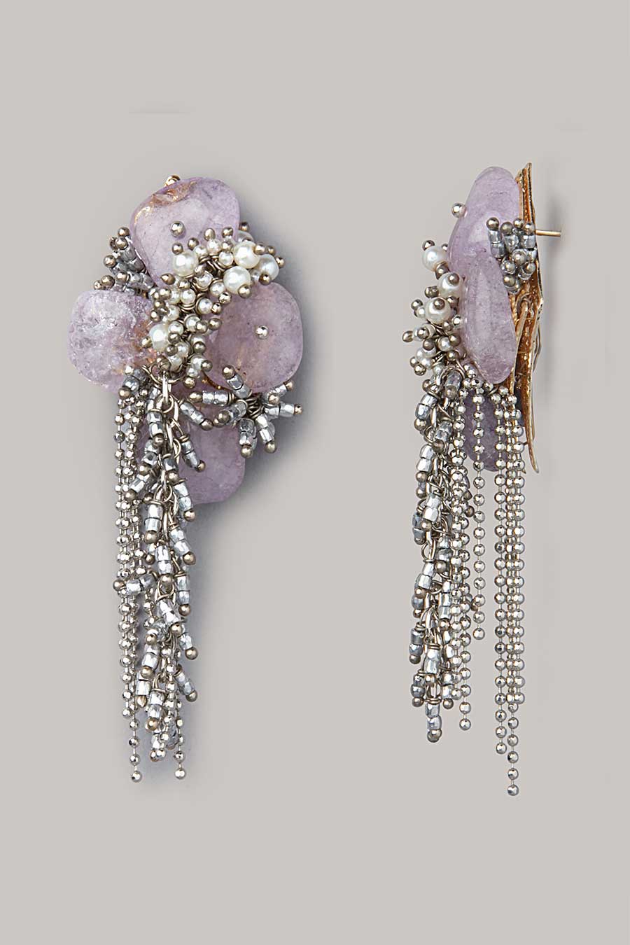 Purple Semi-Precious Stone Dangler Earrings