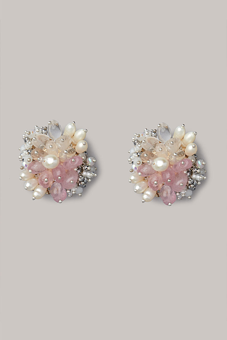 Pink Semi-Precious Stone Stud Earrings