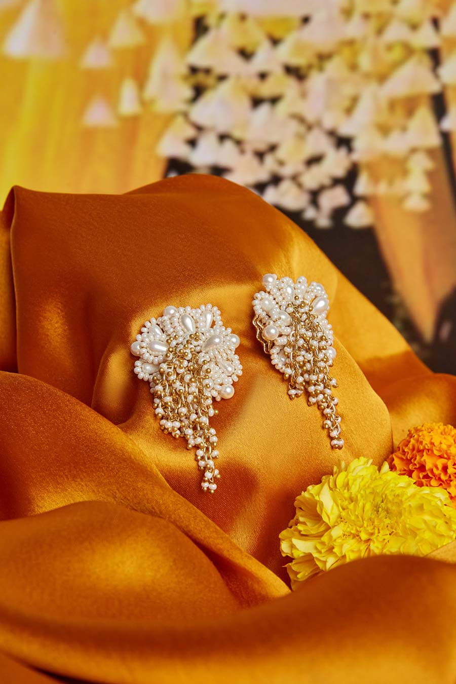 White Pearl Dangler Earrings