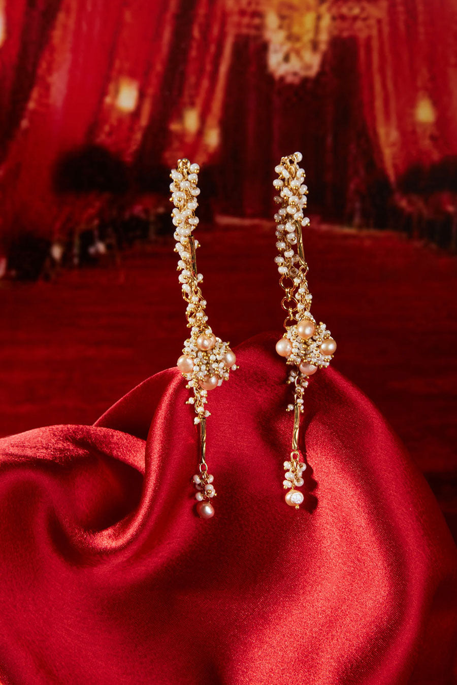 Peach Pearl Dangler Earrings