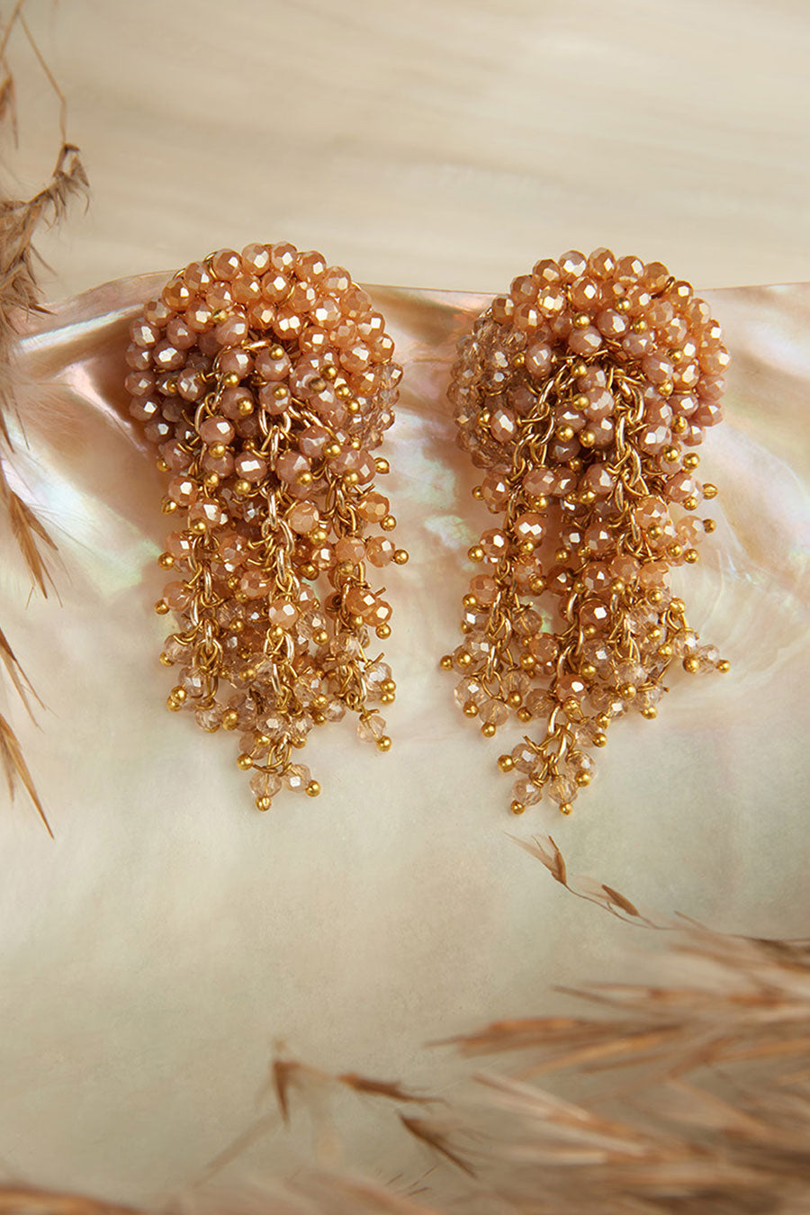 Brown Crystal Dangler Earrings