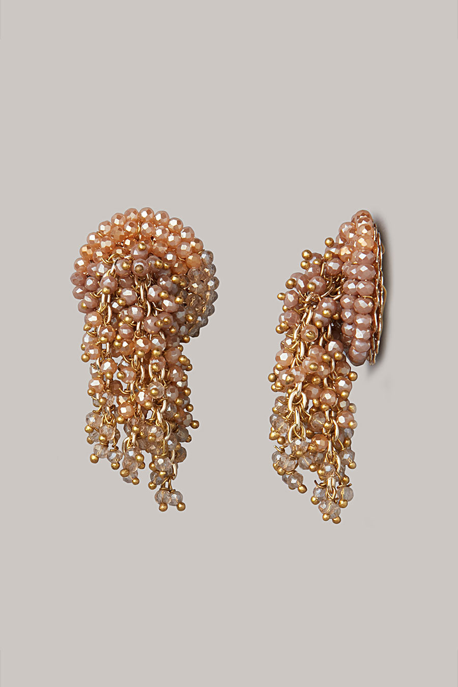 Brown Crystal Dangler Earrings