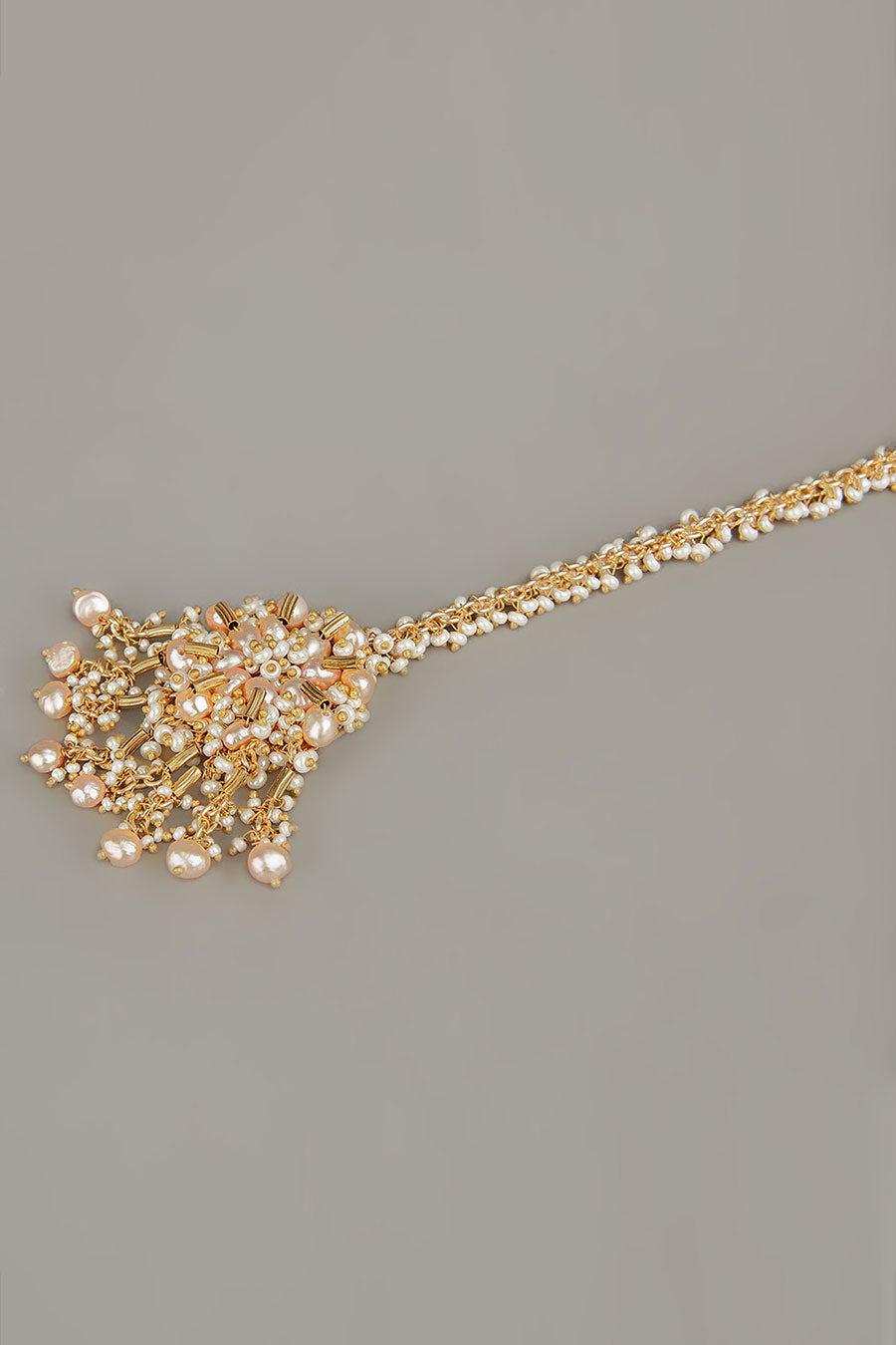 Peach Pearl Maang Teeka