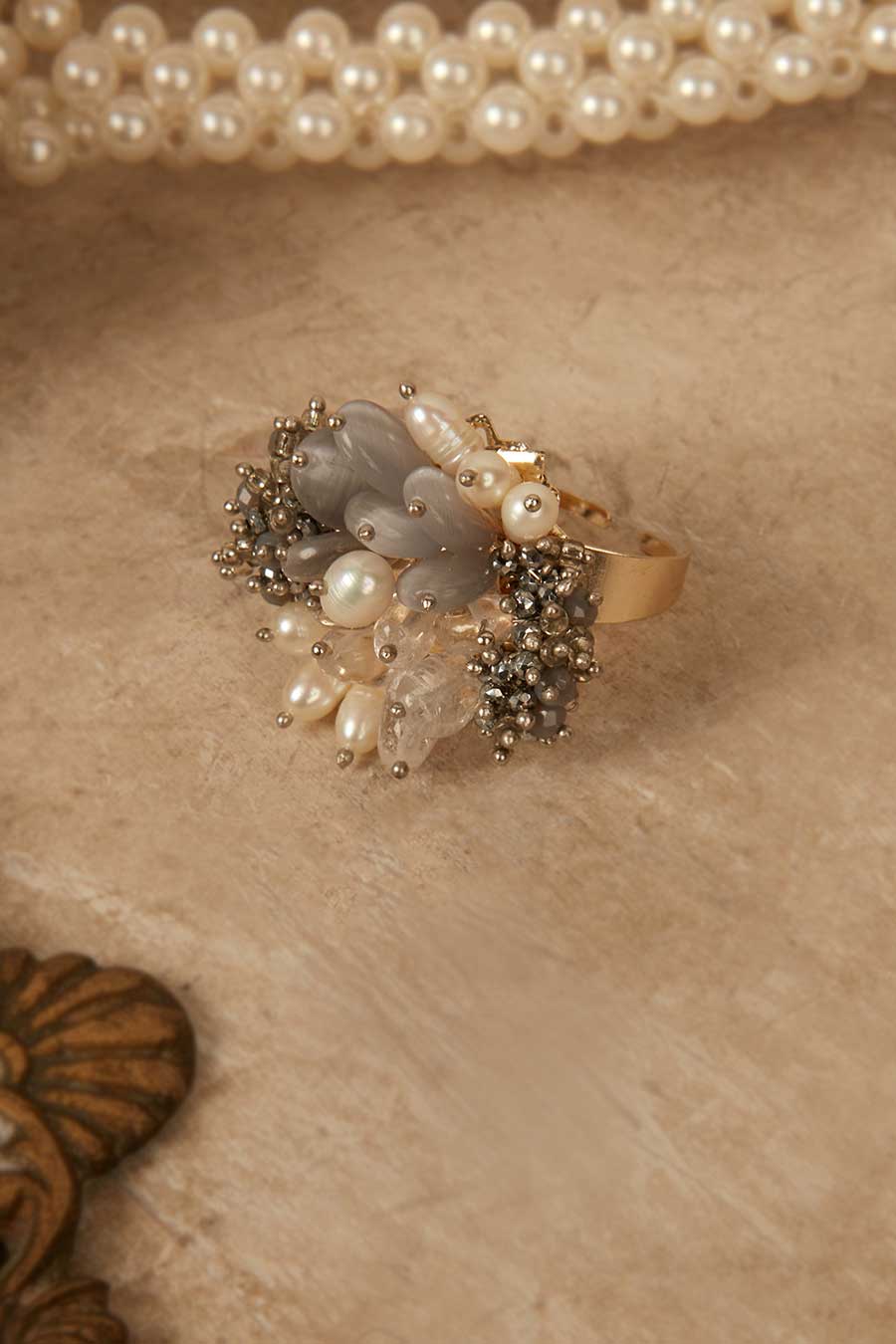 Grey Semi-Precious Stone Ring