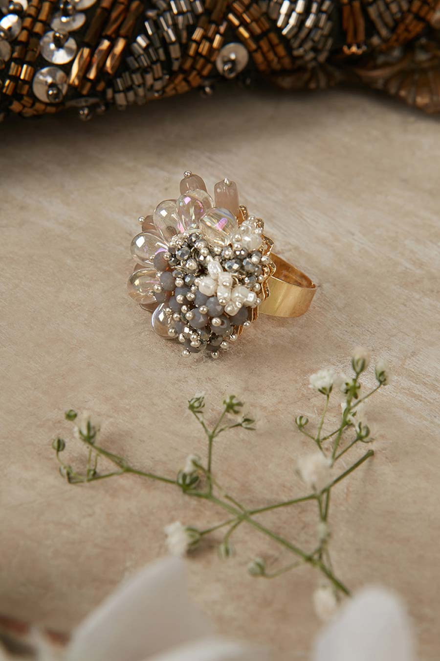 Grey Semi-Precious Stone Ring