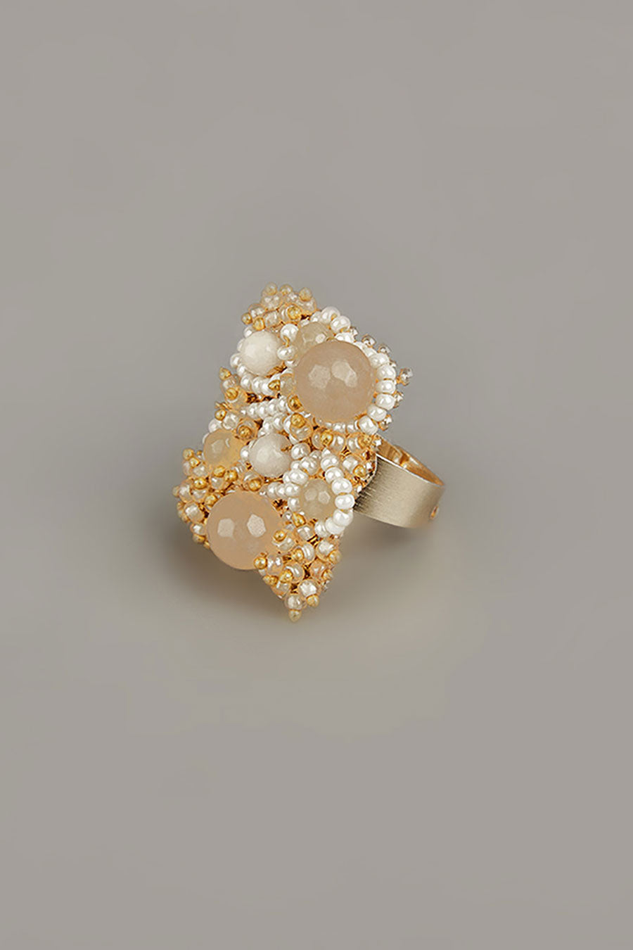 Beige Semi-Precious Stone Ring