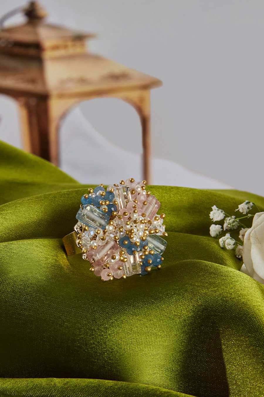 Multicolour Semi-Precious Stone Ring