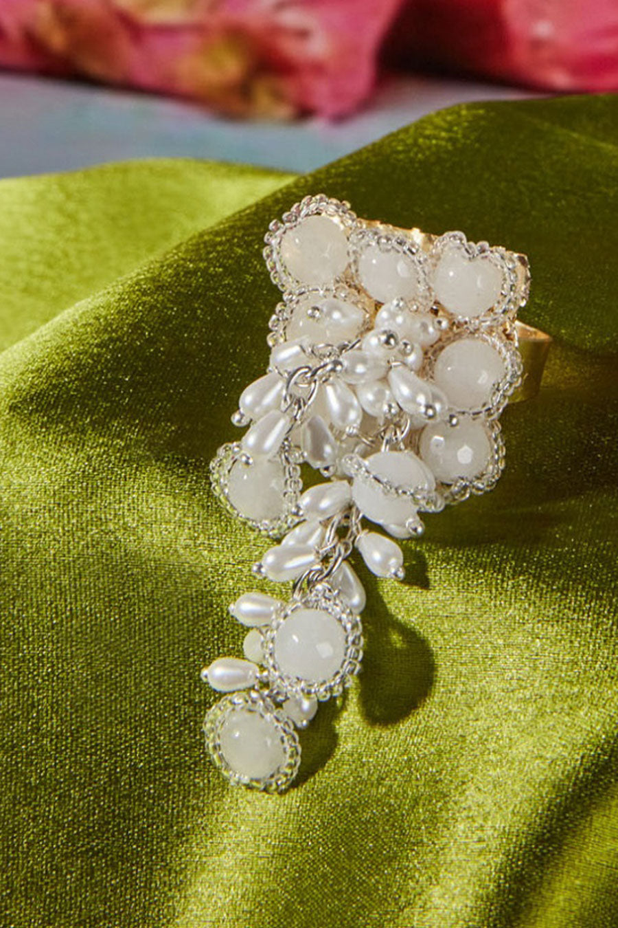 White Semi-Precious Stone Ring