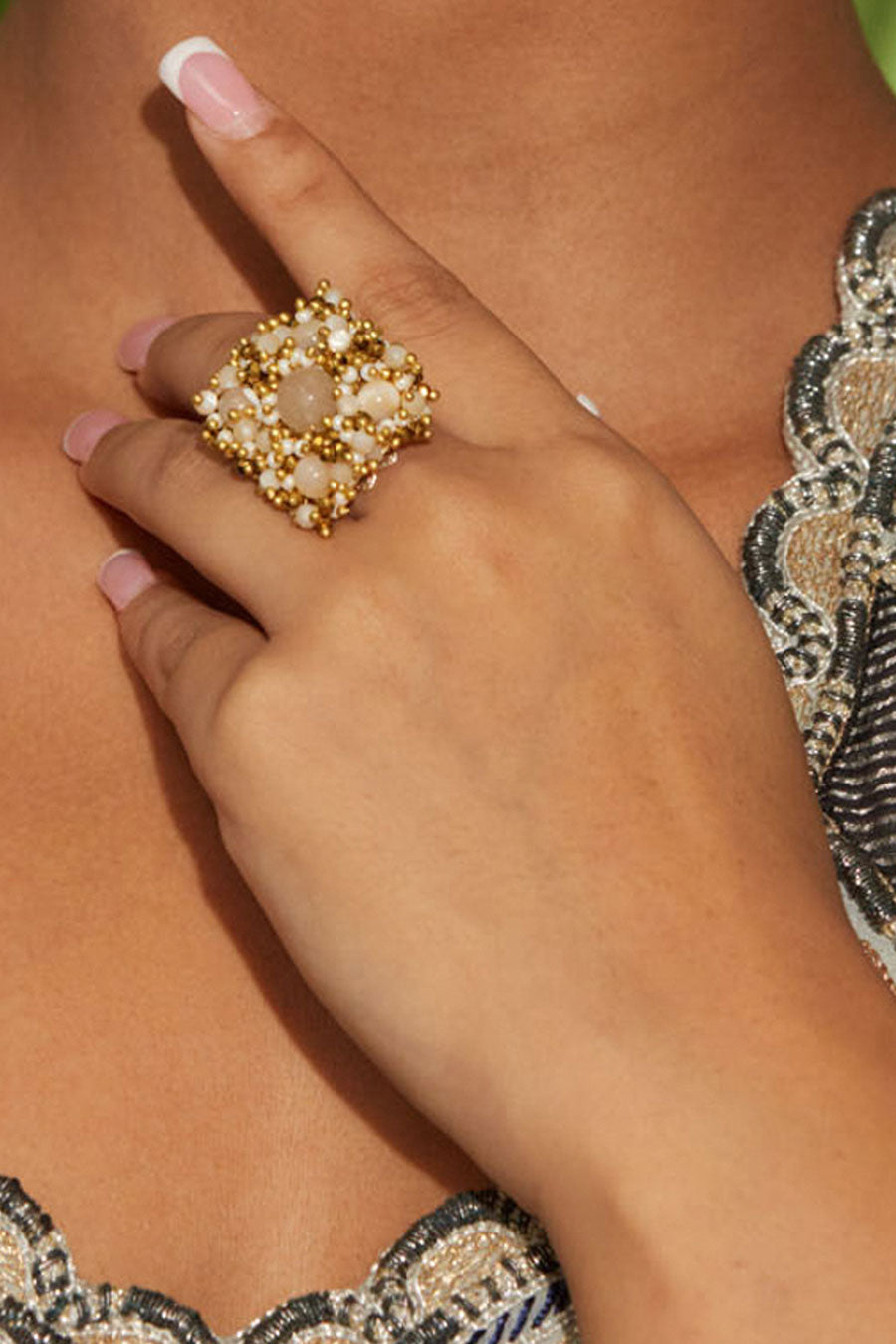 14K Yellow Gold Two Tone Orange Semi Precious Gemstone Cluster Ring Size 8  | eBay