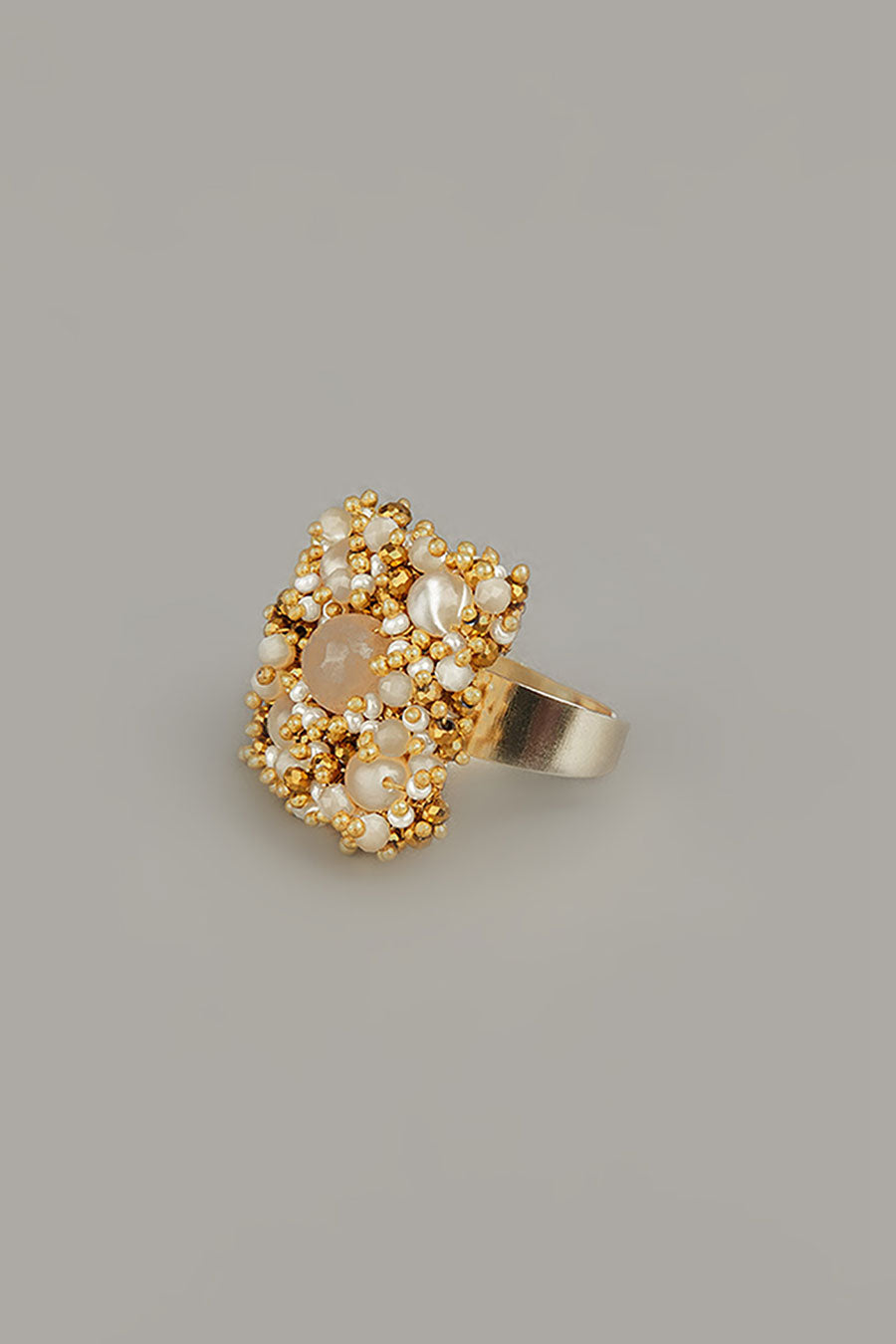 Beige Semi-Precious Stone Ring