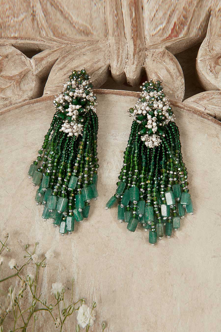Green Semi-Precious Stone Dangler Earrings