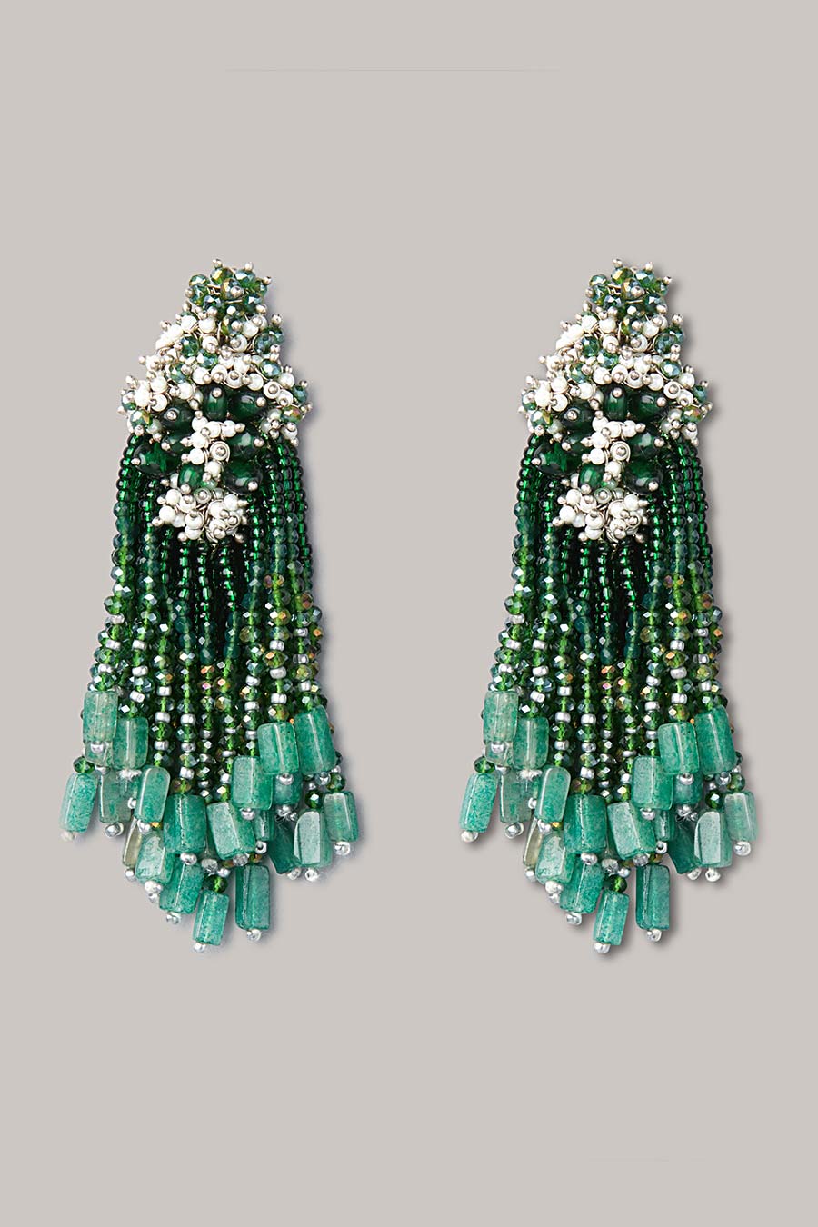 Green Semi-Precious Stone Dangler Earrings