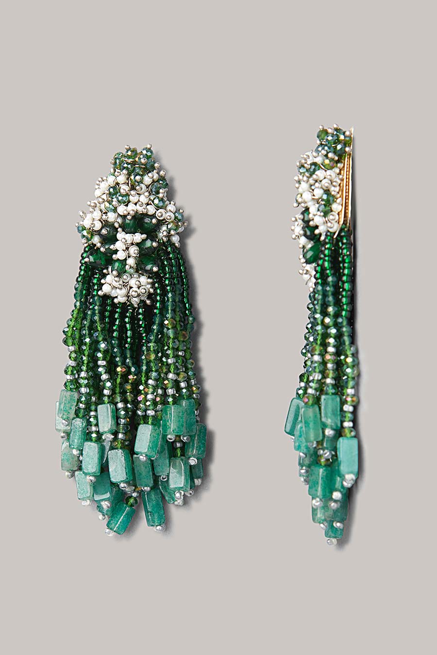 Green Semi-Precious Stone Dangler Earrings