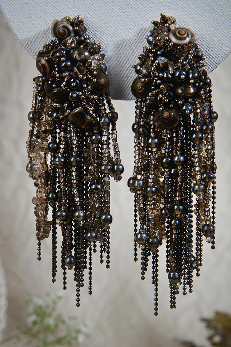 Black Crystal Dangler Earrings