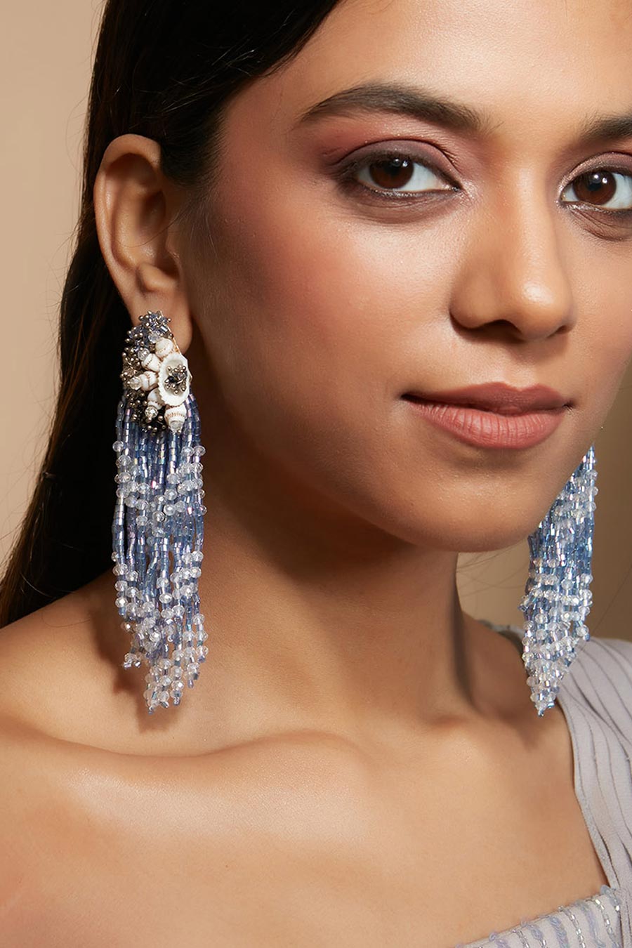 Blue Crystal Dangler Earrings