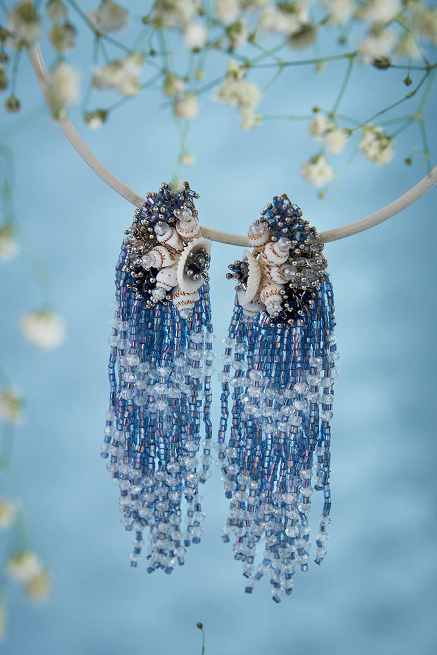 Blue Crystal Dangler Earrings