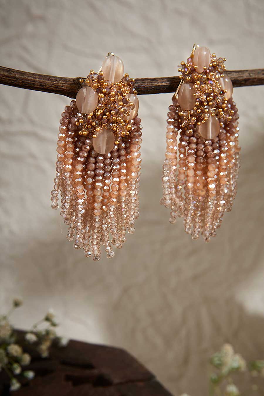 Brown Semi-Precious Stone Dangler Earrings