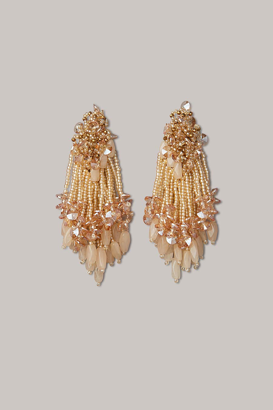 Beige Semi-Precious Stone Dangler Earrings
