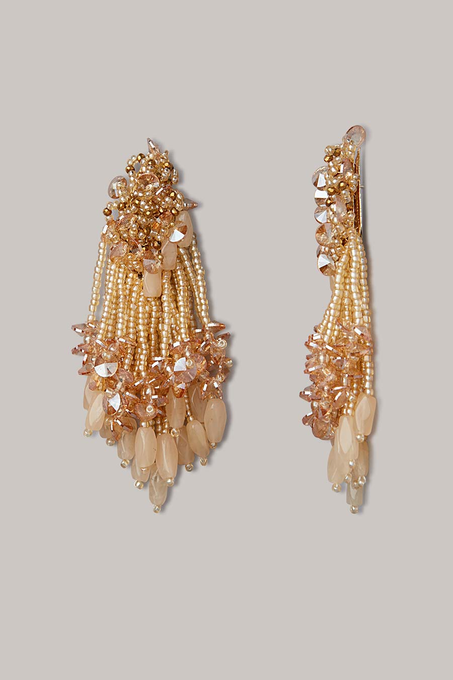 Beige Semi-Precious Stone Dangler Earrings