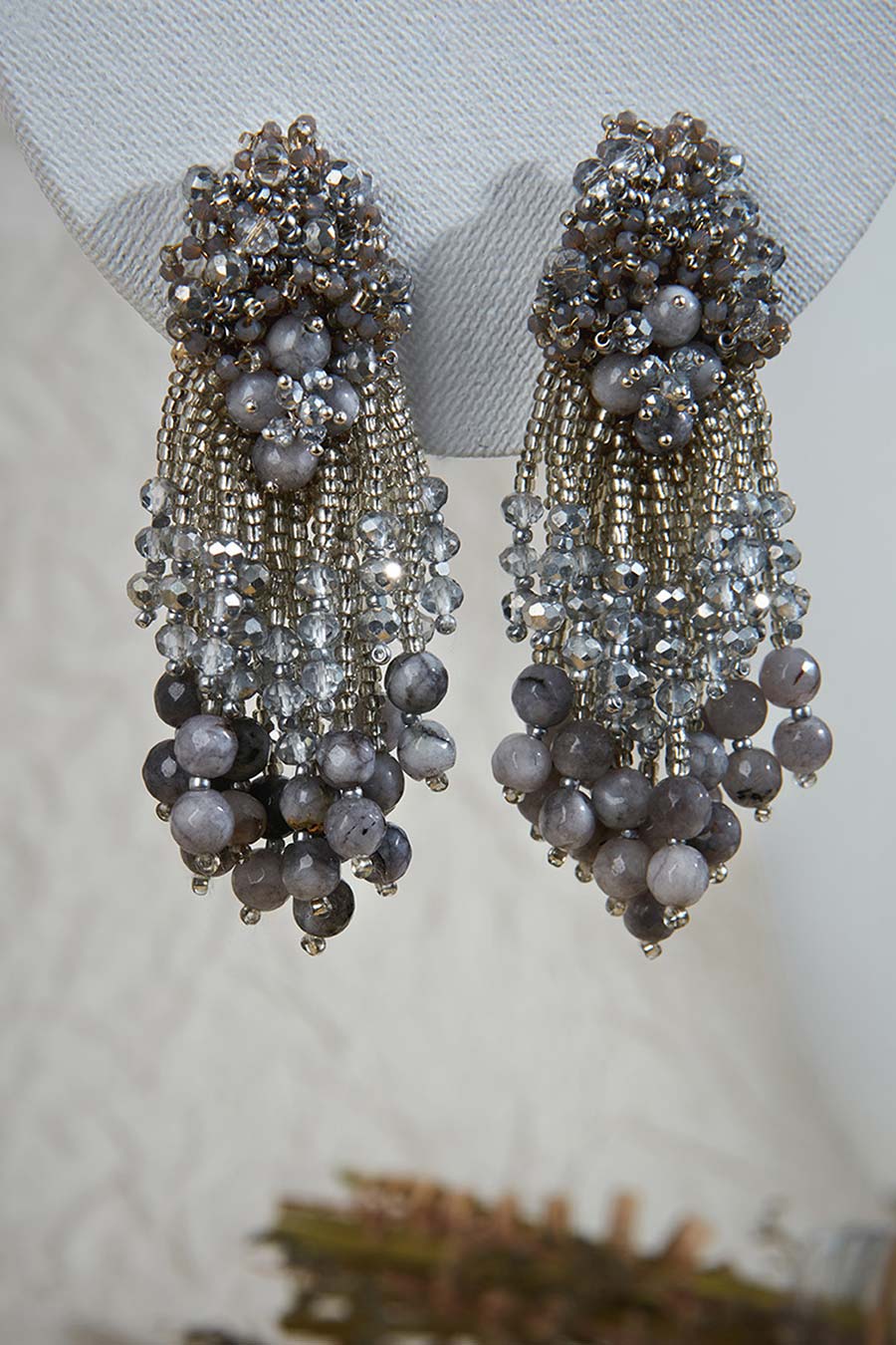 Grey Semi-Precious Stone Dangler Earrings