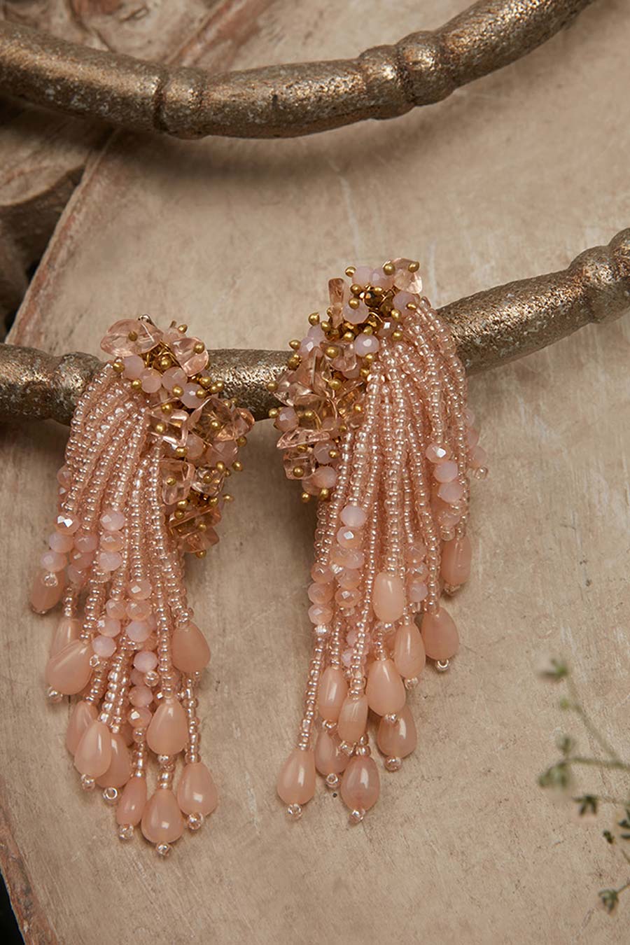 Peach Semi-Precious Stone Dangler Earrings